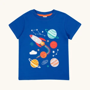 Frugi Little Creature Applique Top - Blue Tang/Rocket