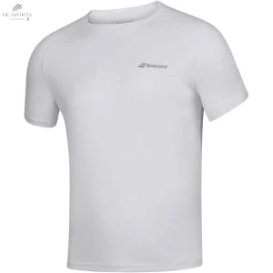 T-shirt Babolat Play Blanc Col Rond en Tissu Doux pour Sport Pratique et Confortable