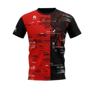 T-Shirt Felet RN3602 Rouge et Noir - Confort Sportif pour Badminton, Tailles S à XL