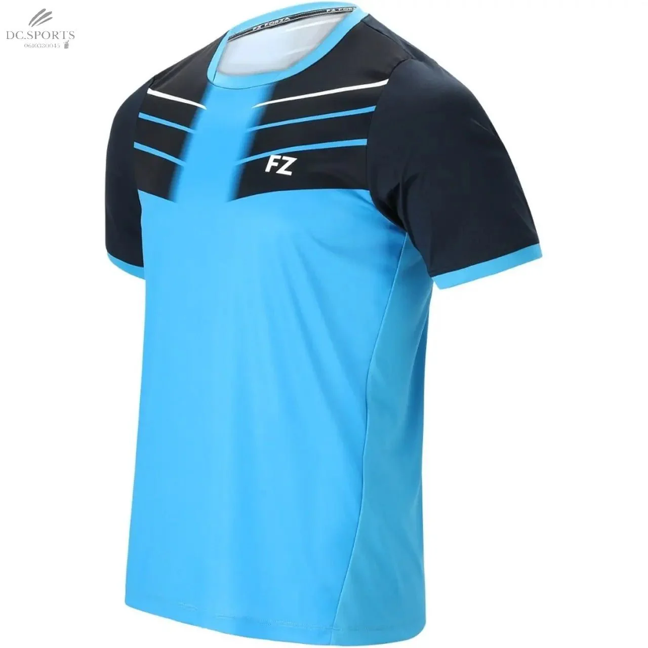 T-Shirt FZ Forza Check Bleu Homme – 100% Polyester Recyclé, Technologie DryForze, Confort Optimal