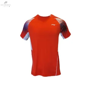 T-Shirt Li-Ning Club Spirit Rouge Unisexe - Polyester, Idéal Pour Compétitions Sportives