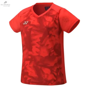 T-Shirt Sport Femme Yonex YW0033EX Rouge - Confort 100% Polyester, Évacuation Sueur