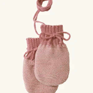 Disana Merino Wool Baby Mittens - Rose / Natural