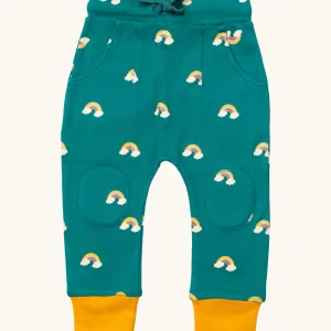 Little Green Radicals Knee Patch Comfy Joggers - Turquoise Rainbows