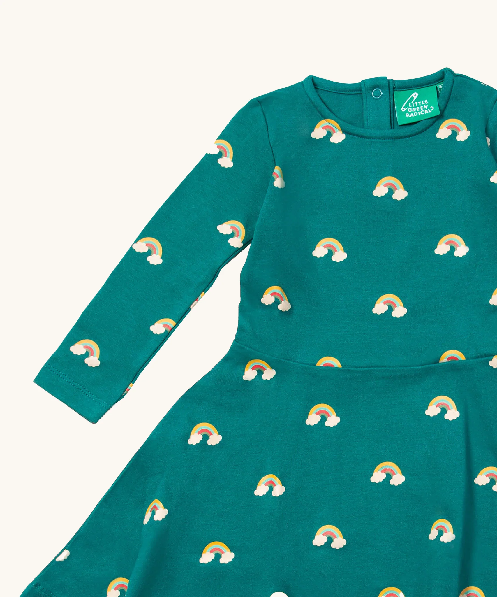 Little Green Radicals Long Sleeve Spinny Dress – Turquoise Rainbows